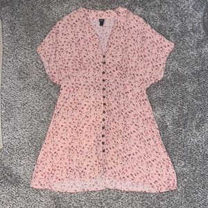 Pink floral button dress